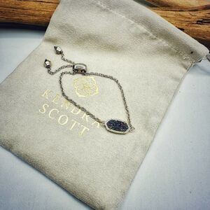 Kendra Scott Elaina Druzy Silver Adjustable Chain Bracelet